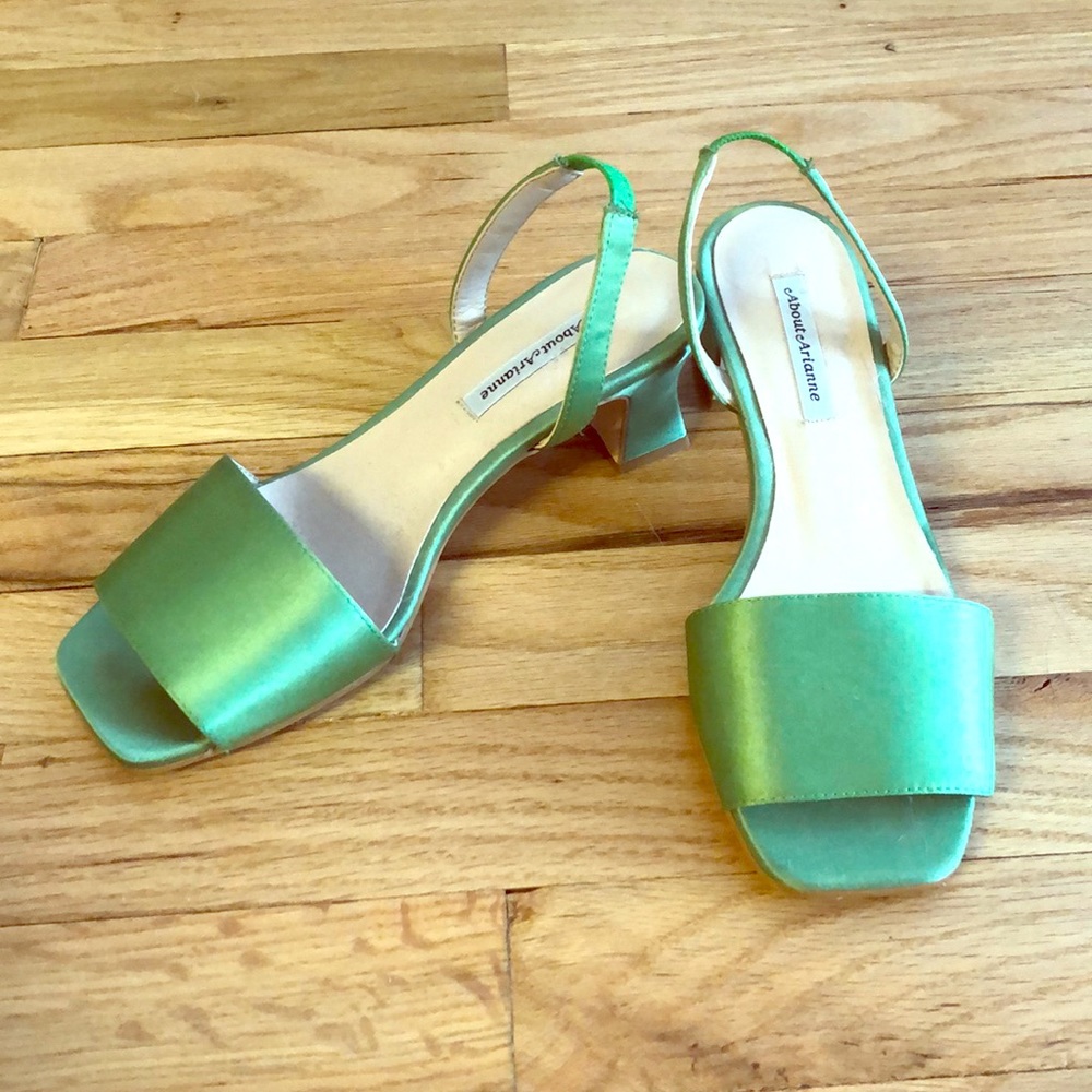 About Arianne Green Satin Sandals NWT 36